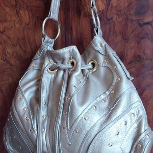 Le'Bulga Butterfly champagne  Leather Hobo Bag